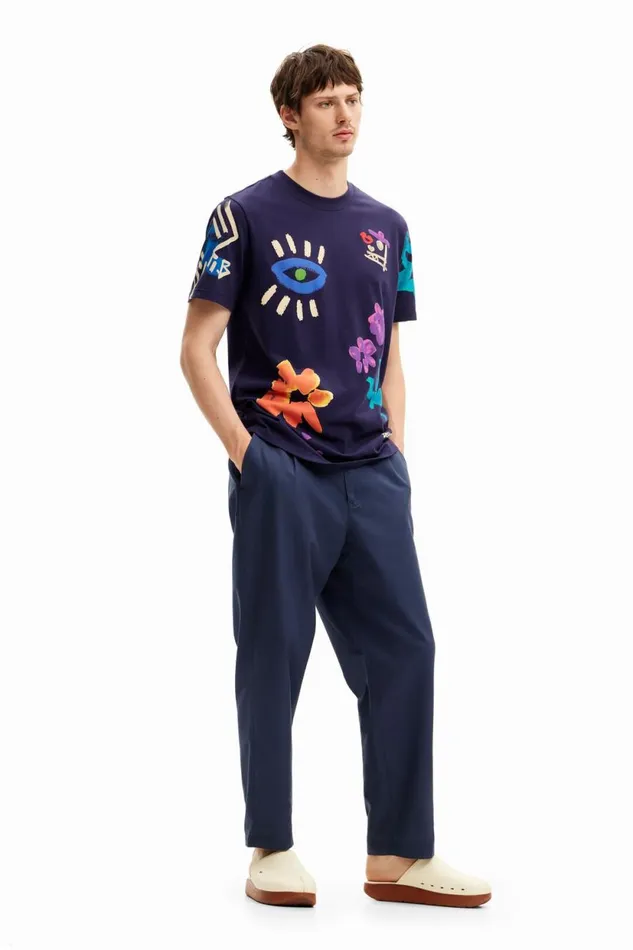 Tshirts Men Desigual Illustrated Tshirt Blue
