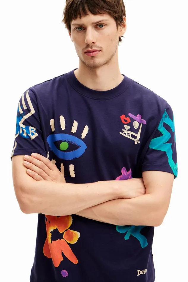 Tshirts Men Desigual Illustrated Tshirt Blue