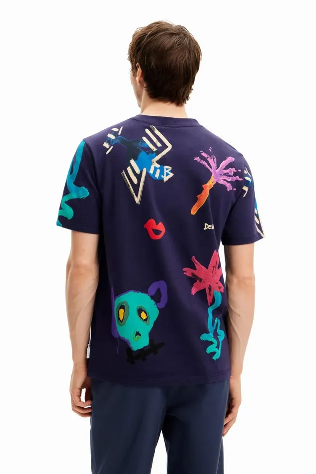 Tshirts Men Desigual Illustrated Tshirt Blue