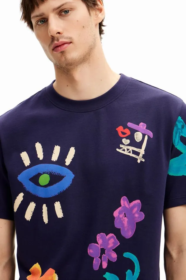 Tshirts Men Desigual Illustrated Tshirt Blue