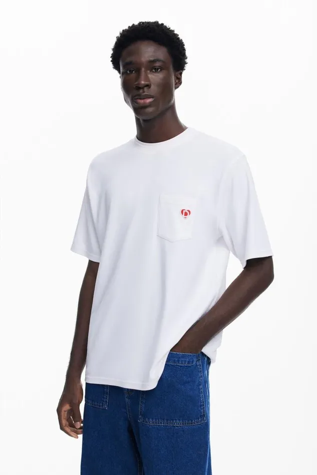 Tshirts Men Desigual Logo Pocket Tshirt White