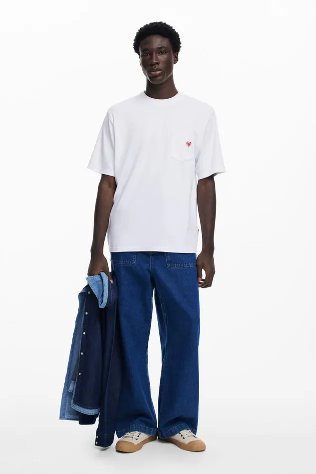 Tshirts Men Desigual Logo Pocket Tshirt White