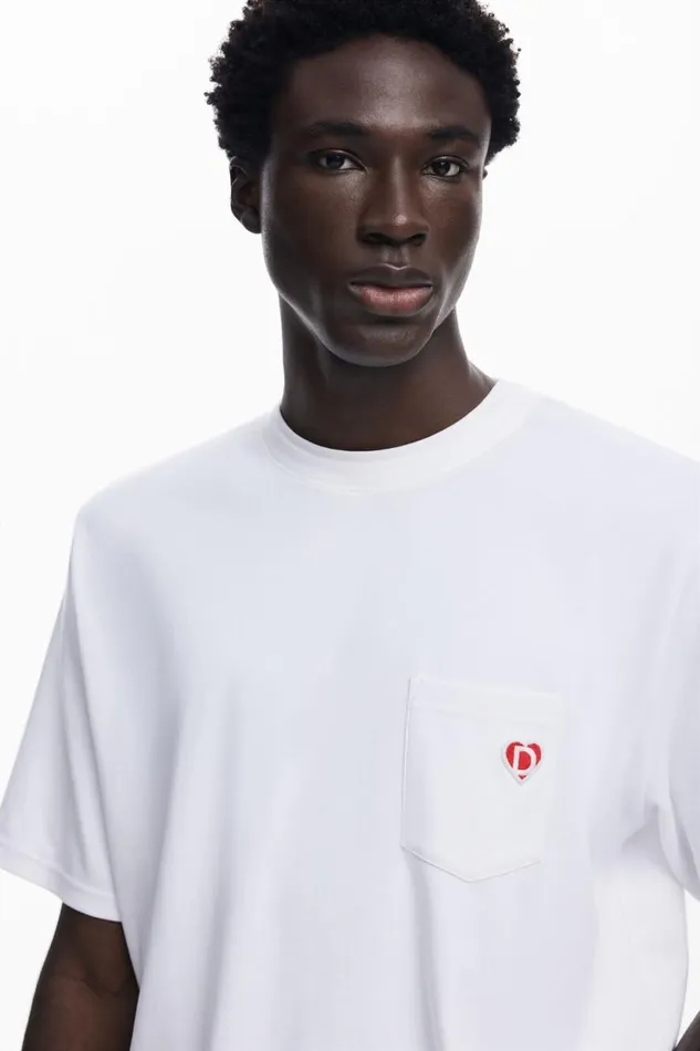 Tshirts Men Desigual Logo Pocket Tshirt White