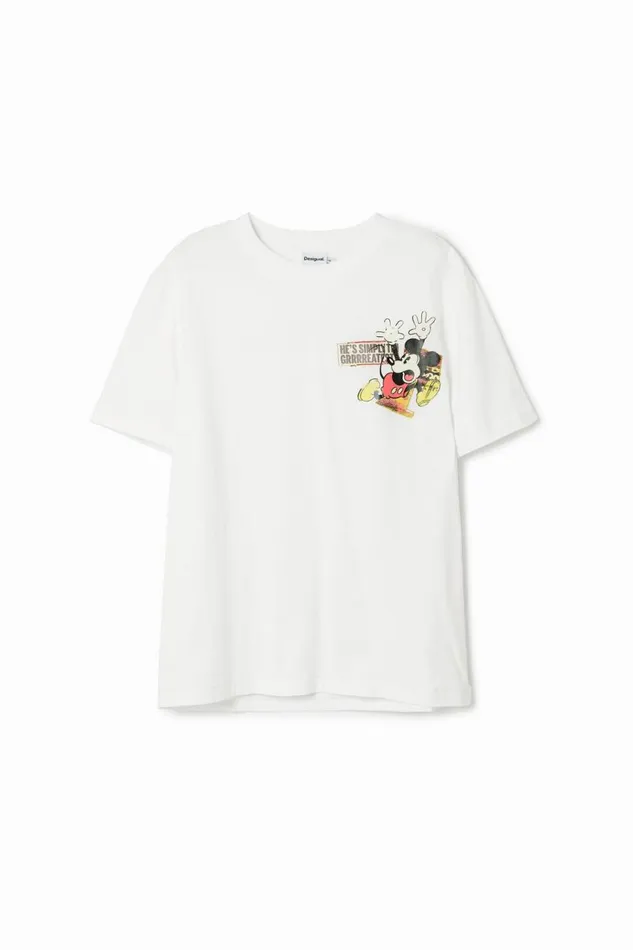 Tshirts Men Desigual Shortsleeved Mickey Mouse Tshirt With A Phrase White