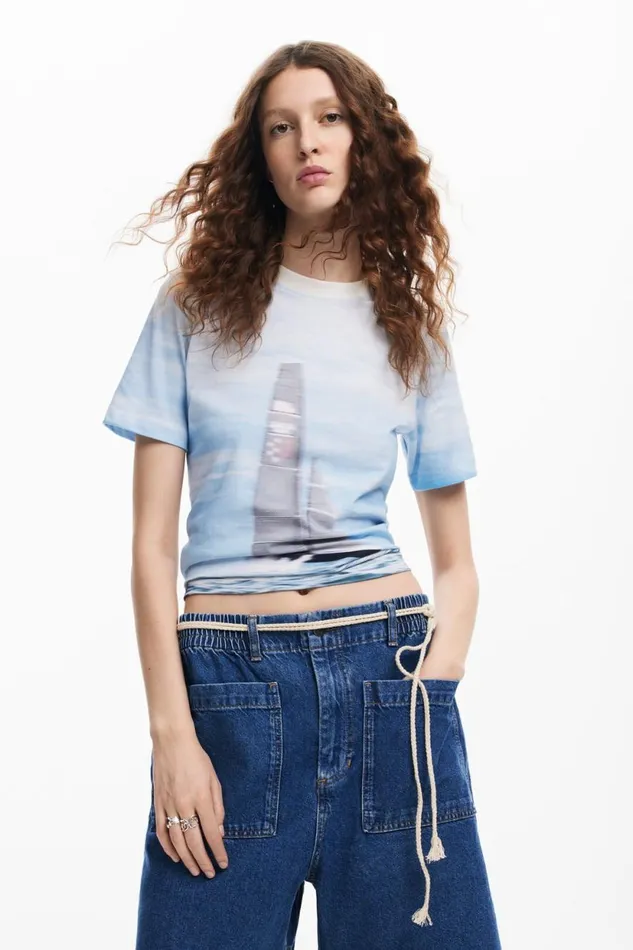 TShirts Women Desigual American Magic Sailboat Tshirt Blue