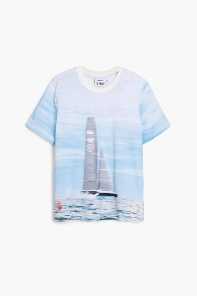 TShirts Women Desigual American Magic Sailboat Tshirt Blue