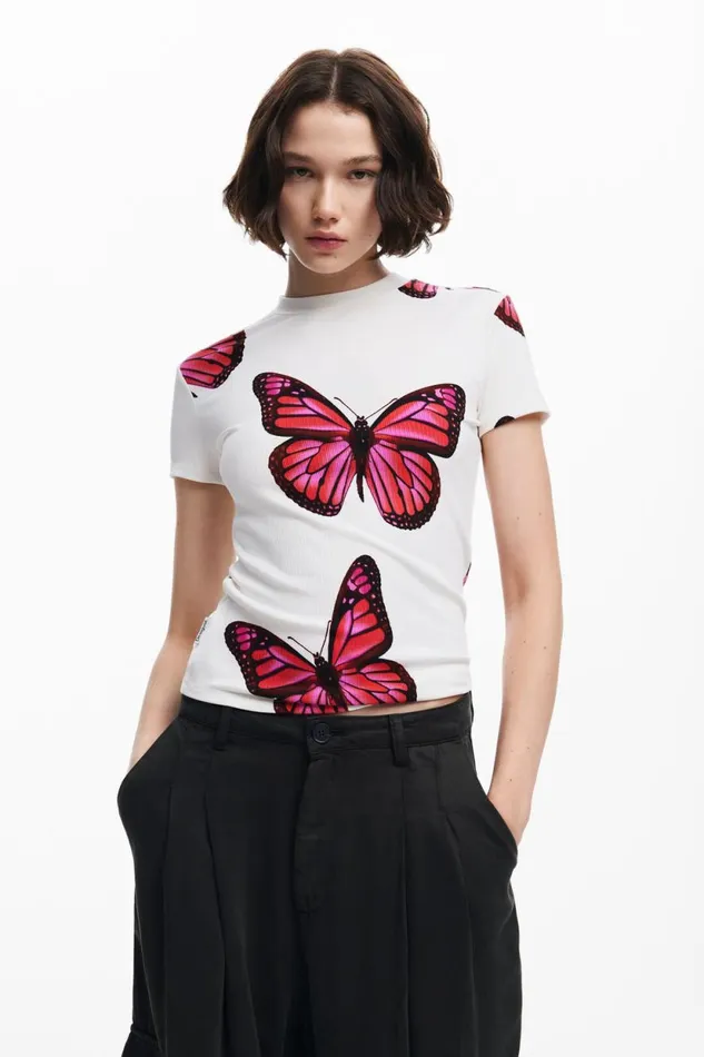TShirts Women Desigual Butterfly Tshirt White
