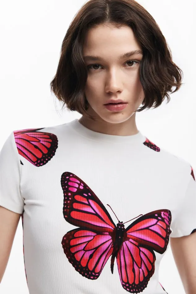 TShirts Women Desigual Butterfly Tshirt White