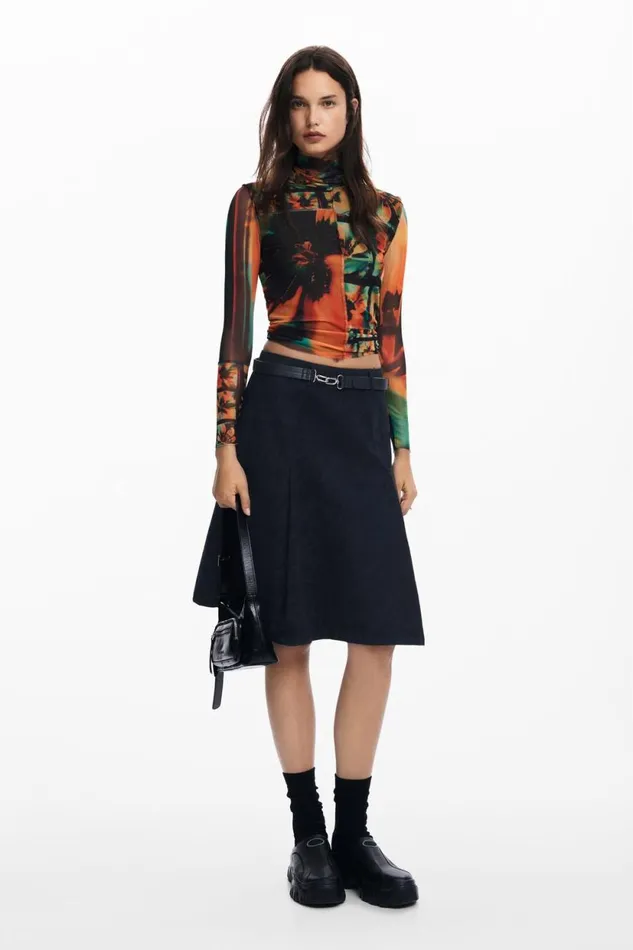 TShirts Women Desigual Printed Tulle Tshirt Orange