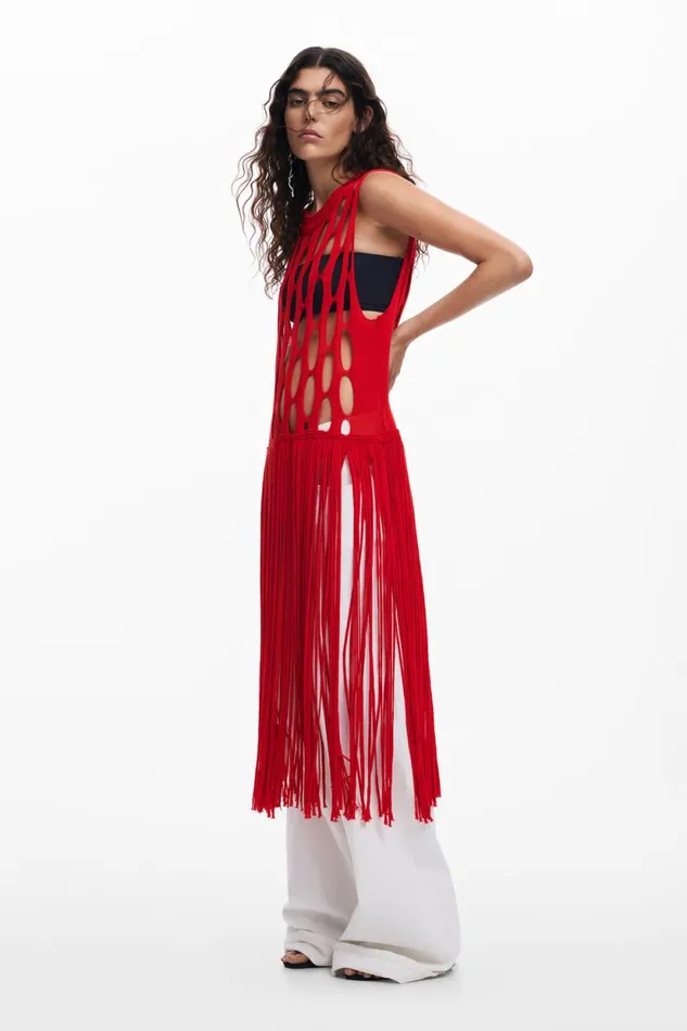 TShirts Women Desigual Red Fringe Top Red