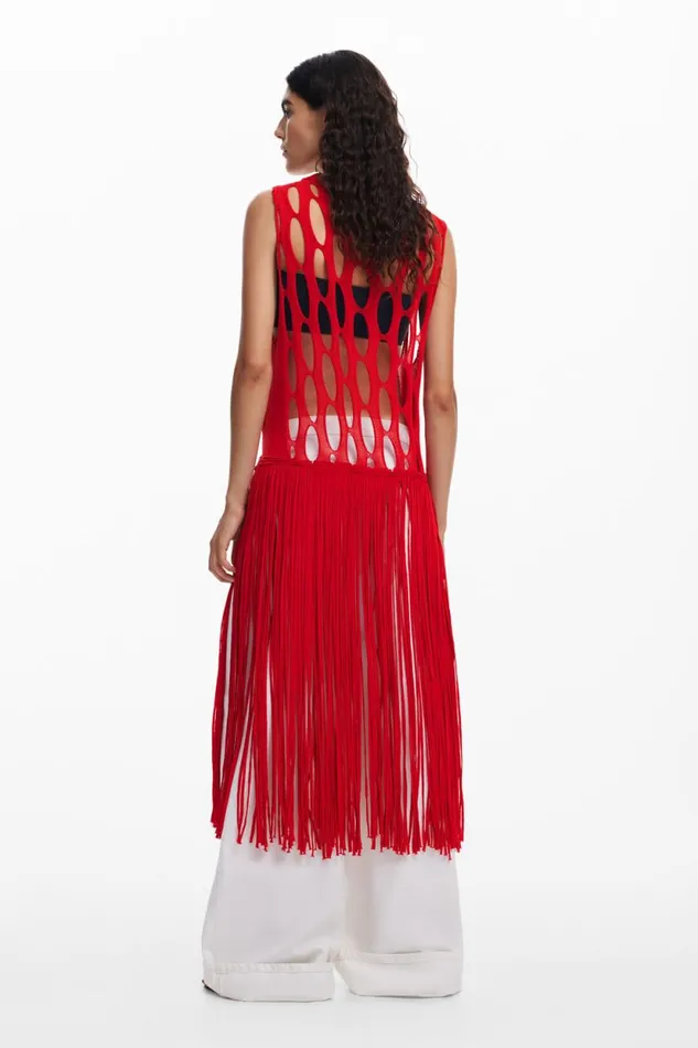 TShirts Women Desigual Red Fringe Top Red