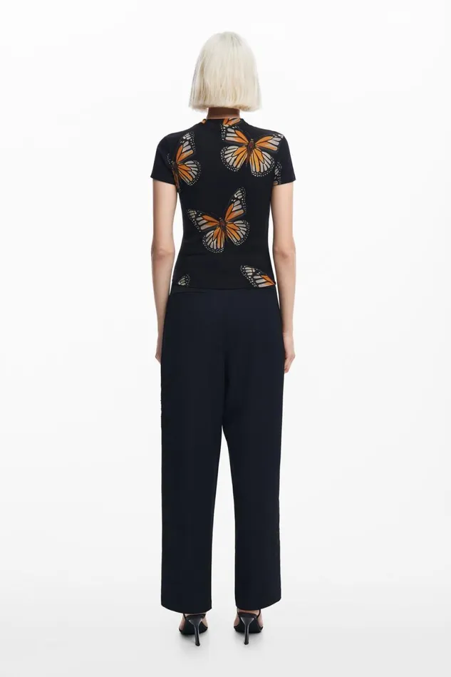 TShirts Women Desigual Shortsleeve Butterfly Tshirt Black