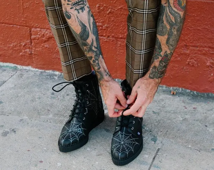 TUK Shoes Boots Men Black TUKskin 7Eye Spiderweb Glow Boot TUK Shoes Boots Men Black TUKskin 7Eye Spiderweb Glow Boot