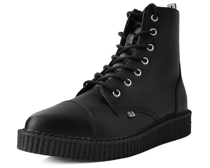 TUK Shoes Boots Men Black TUKskin Vegan Pointed Lace Up Creeper Boots