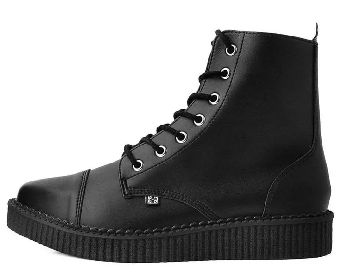 TUK Shoes Boots Men Black TUKskin Vegan Pointed Lace Up Creeper Boots