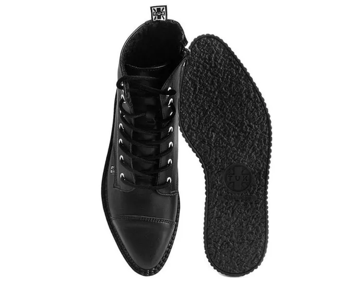 TUK Shoes Boots Men Black TUKskin Vegan Pointed Lace Up Creeper Boots