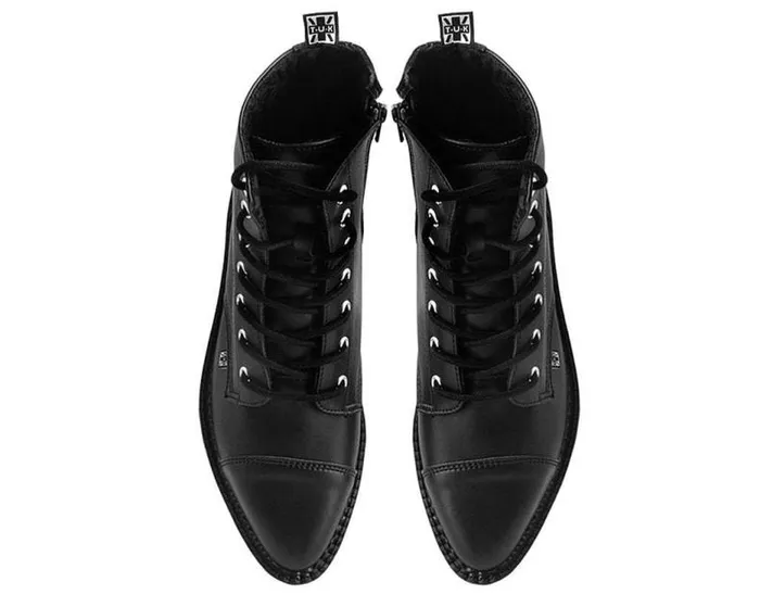 TUK Shoes Boots Men Black TUKskin Vegan Pointed Lace Up Creeper Boots