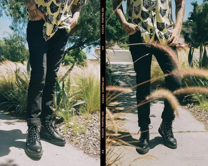 TUK Shoes Boots Men Black TUKskin Vegan Pointed Lace Up Creeper Boots