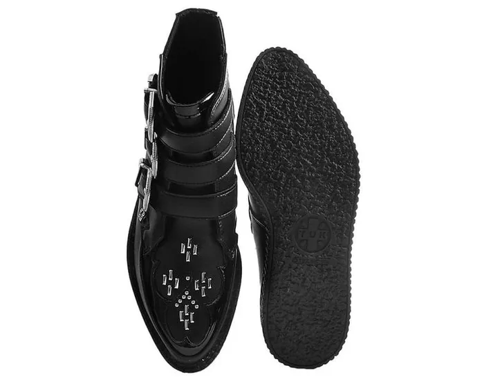 TUK Shoes Boots Men Black TUKskin Western Vegan 3Buckle Pointed Creeper Boots TUK Shoes Boots Men Black TUKskin Western Vegan 3Buckle Pointed Creeper Boots