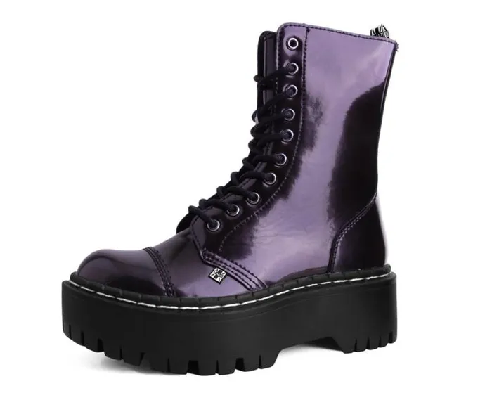 TUK Shoes Boots Men Burgundy RubOff 10Eye Double Decker Boot