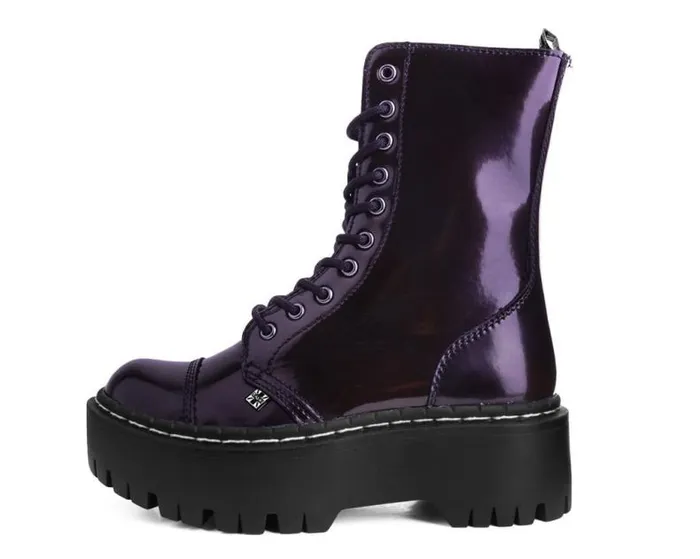 TUK Shoes Boots Men Burgundy RubOff 10Eye Double Decker Boot