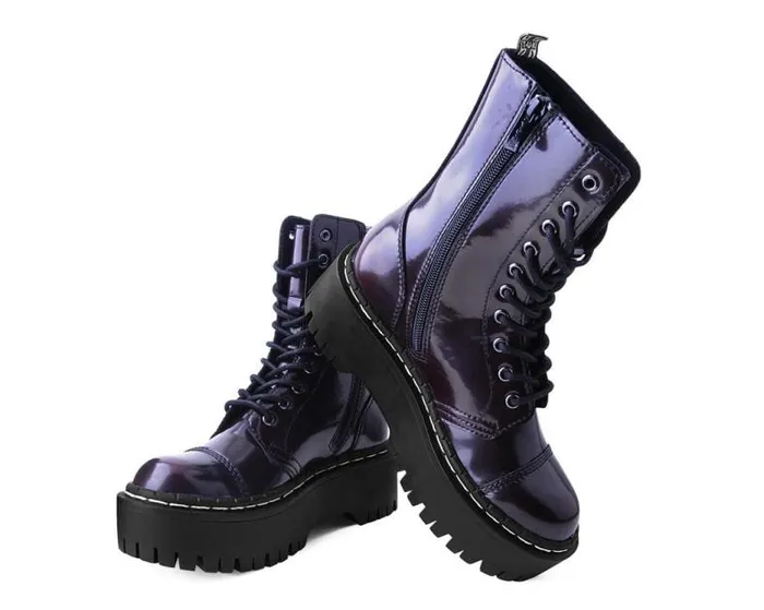 TUK Shoes Boots Men Burgundy RubOff 10Eye Double Decker Boot