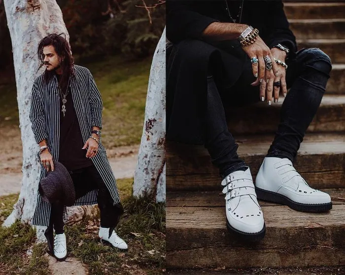 TUK Shoes Boots Men White TUKskin 3Buckle Creeper Boot Shoe TUK Shoes Boots Men White TUKskin 3Buckle Creeper Boot Shoe