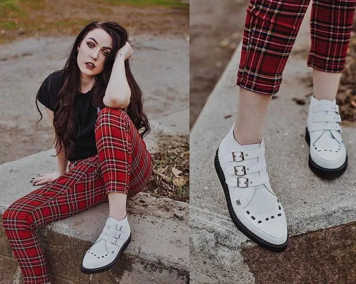 TUK Shoes Boots Men White TUKskin 3Buckle Creeper Boot Shoe TUK Shoes Boots Men White TUKskin 3Buckle Creeper Boot Shoe