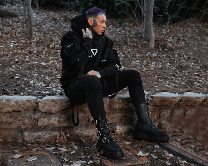 TUK Shoes Boots Women Black TUKskin 3Buckle Anarchic Airship Boot TUK Shoes Boots Women Black TUKskin 3Buckle Anarchic Airship Boot