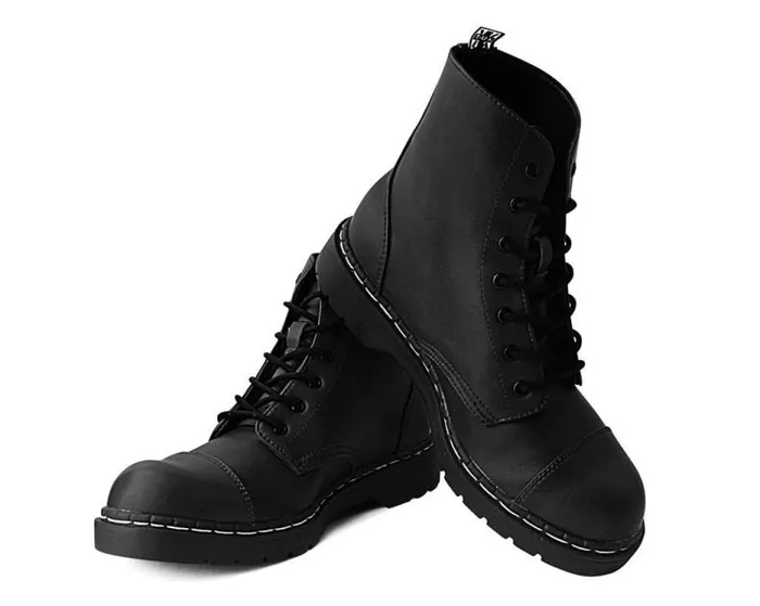 TUK Shoes Boots Women Black Waxy 7Eye Capped Toe Boot TUK Shoes Boots Women Black Waxy 7Eye Capped Toe Boot