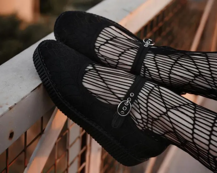 TUK Shoes Mary Janes Women Black Mesh Web Viva Low Mary Jane TUK Shoes Mary Janes Women Black Mesh Web Viva Low Mary Jane