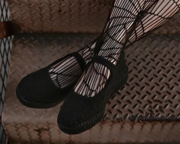 TUK Shoes Mary Janes Women Black Mesh Web Viva Low Mary Jane TUK Shoes Mary Janes Women Black Mesh Web Viva Low Mary Jane