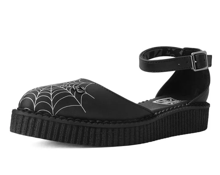 TUK Shoes Mary Janes Women Black Pointed Spiderweb Glow Sandal