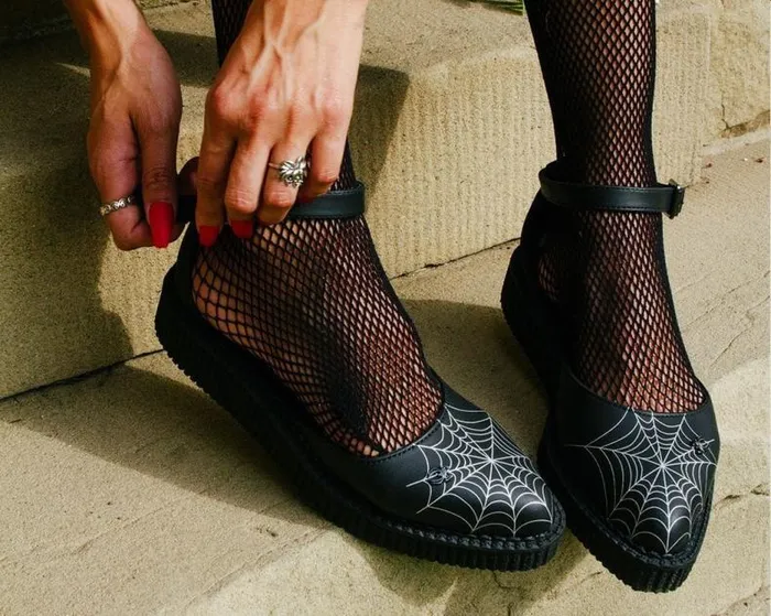 TUK Shoes Mary Janes Women Black Pointed Spiderweb Glow Sandal TUK Shoes Mary Janes Women Black Pointed Spiderweb Glow Sandal