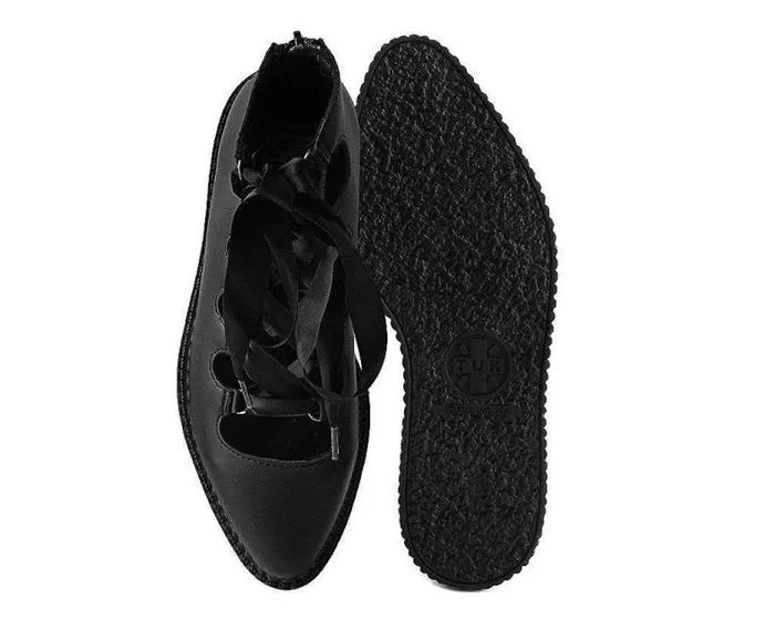 TUK Shoes Mary Janes Women Black Vegan Tukskin 5Loop Ribbon Mary Jane Creeper Shoe TUK Shoes Mary Janes Women Black Vegan Tukskin 5Loop Ribbon Mary Jane Creeper Shoe