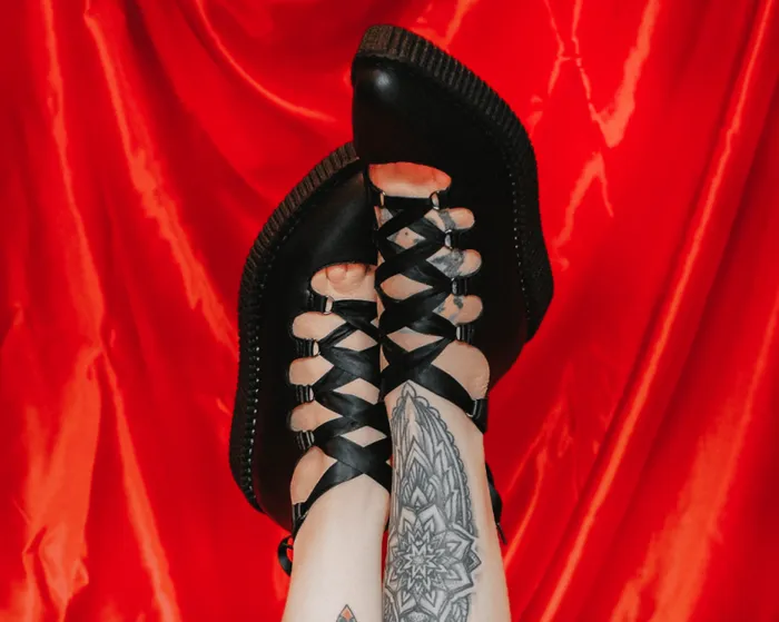 TUK Shoes Mary Janes Women Black Vegan Tukskin 5Loop Ribbon Mary Jane Creeper Shoe TUK Shoes Mary Janes Women Black Vegan Tukskin 5Loop Ribbon Mary Jane Creeper Shoe