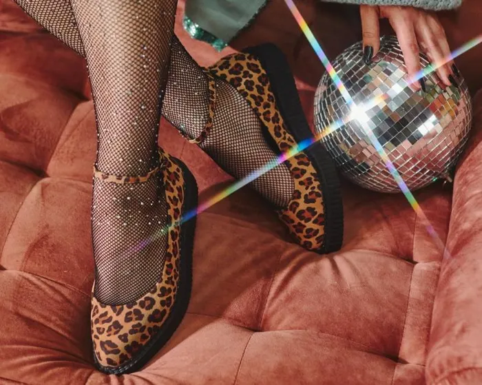 TUK Shoes Mary Janes Women Leopard Pointed Ballet Vegan Ankle Strap Creepers TUK Shoes Mary Janes Women Leopard Pointed Ballet Vegan Ankle Strap Creepers