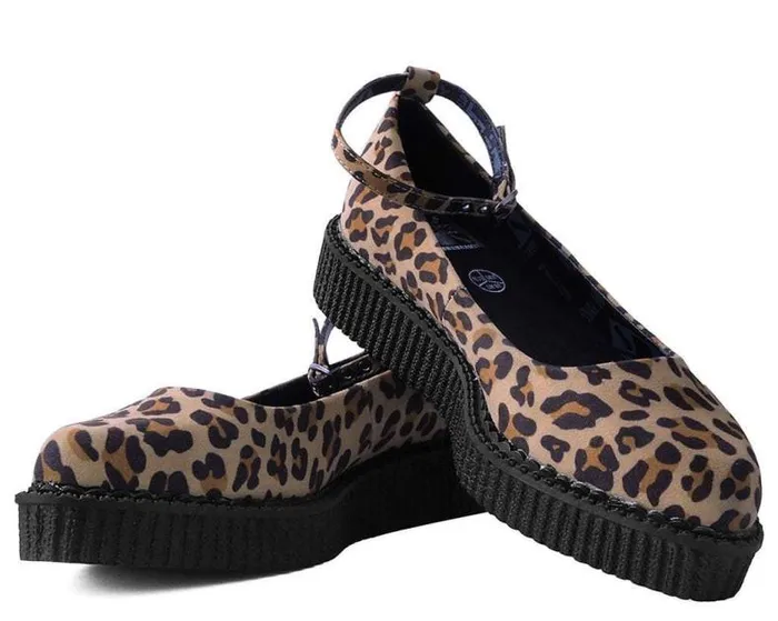 TUK Shoes Mary Janes Women Leopard Pointed Ballet Vegan Ankle Strap Creepers TUK Shoes Mary Janes Women Leopard Pointed Ballet Vegan Ankle Strap Creepers
