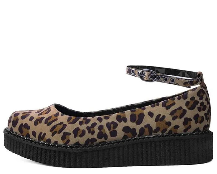 TUK Shoes Mary Janes Women Leopard Pointed Ballet Vegan Ankle Strap Creepers TUK Shoes Mary Janes Women Leopard Pointed Ballet Vegan Ankle Strap Creepers