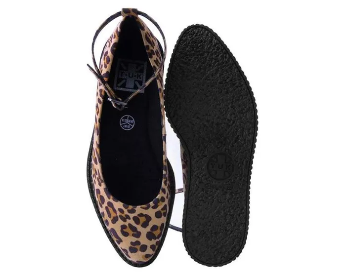 TUK Shoes Mary Janes Women Leopard Pointed Ballet Vegan Ankle Strap Creepers TUK Shoes Mary Janes Women Leopard Pointed Ballet Vegan Ankle Strap Creepers