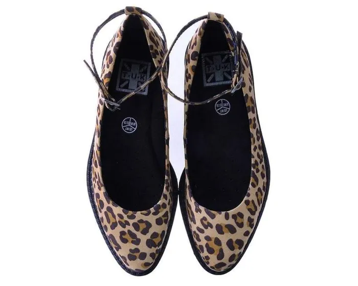 TUK Shoes Mary Janes Women Leopard Pointed Ballet Vegan Ankle Strap Creepers TUK Shoes Mary Janes Women Leopard Pointed Ballet Vegan Ankle Strap Creepers