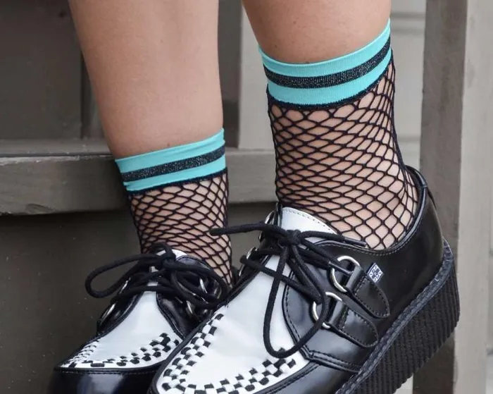 TUK Shoes MultiPack Adult Multicolor Band Fishnet 5Pk Sock