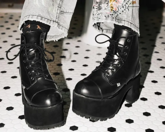 TUK Shoes Platforms Women Black BrushOff 7Eye Nosebleed Boot TUK Shoes Platforms Women Black BrushOff 7Eye Nosebleed Boot