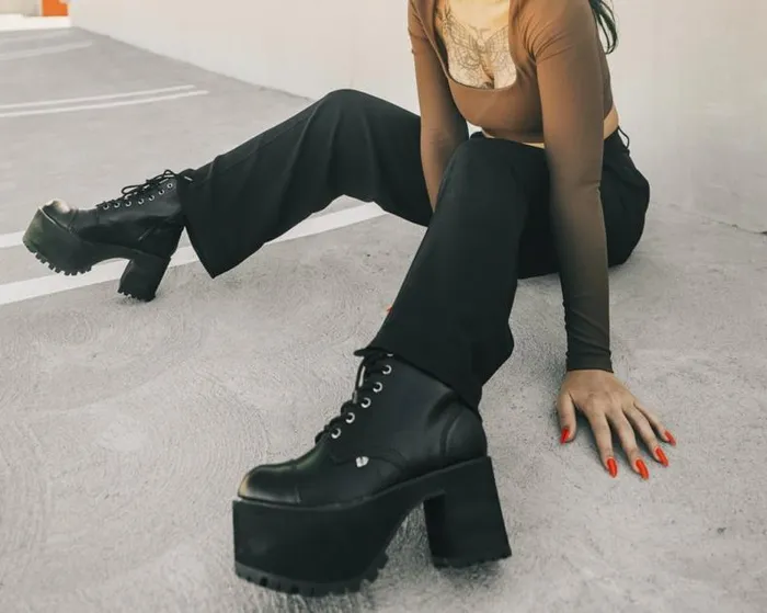 TUK Shoes Platforms Women Black BrushOff 7Eye Nosebleed Boot TUK Shoes Platforms Women Black BrushOff 7Eye Nosebleed Boot