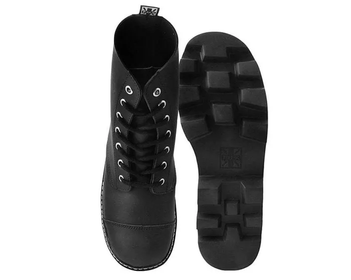 TUK Shoes Platforms Women Black Faux Leather 7Eyelet Dino Lug Sole Boots TUK Shoes Platforms Women Black Faux Leather 7Eyelet Dino Lug Sole Boots