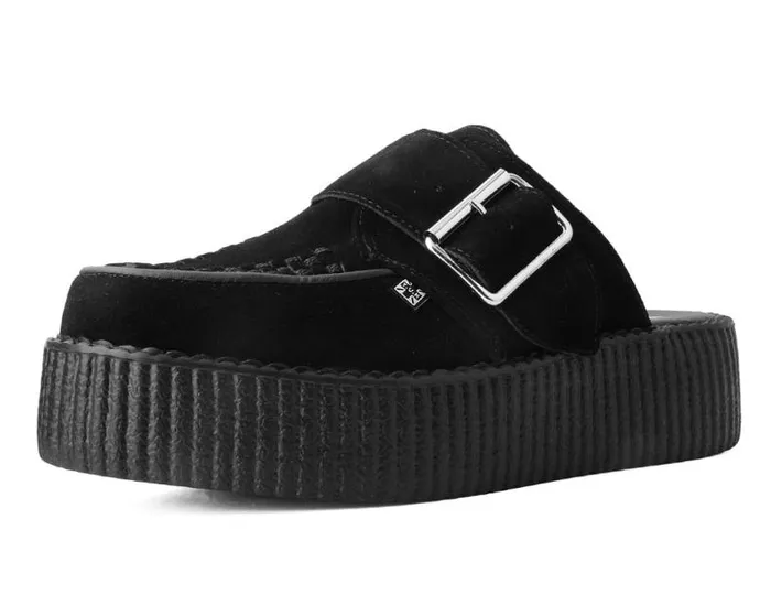 TUK Shoes Platforms Women Black Suede Creeper Mule