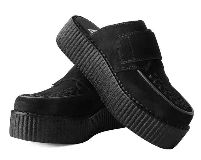TUK Shoes Platforms Women Black Suede Creeper Mule