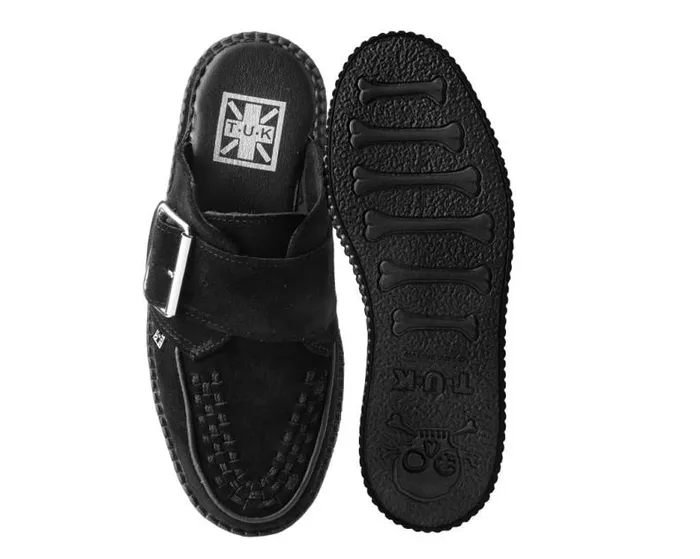 TUK Shoes Platforms Women Black Suede Creeper Mule