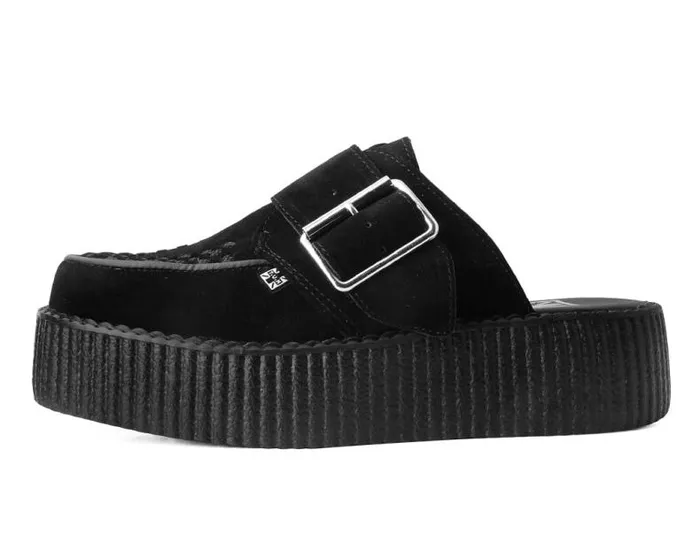 TUK Shoes Platforms Women Black Suede Creeper Mule