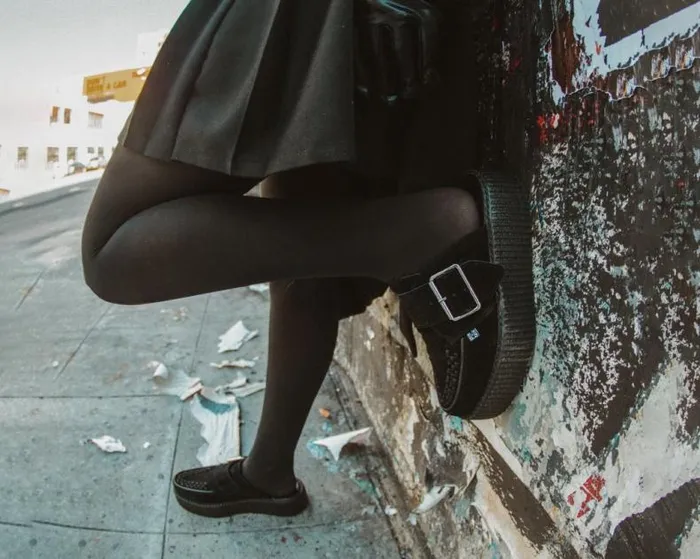 TUK Shoes Platforms Women Black Suede Creeper Mule